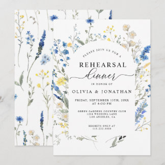 Convite Dusty Blue WildFlowers Janto de ensaio Floral