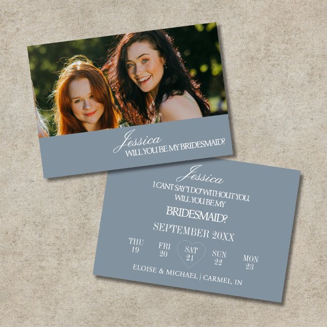 Convite Dusty Blue Will You Be My Bridesmaid Proposal Card (Dusty Blue Will You Be My Bridesmaid Proposal Card)