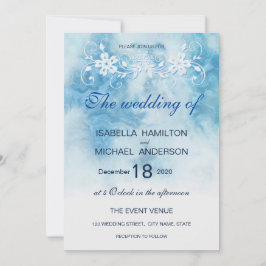 Convite Dusty Blue Winter Script Calliografia Aquarela