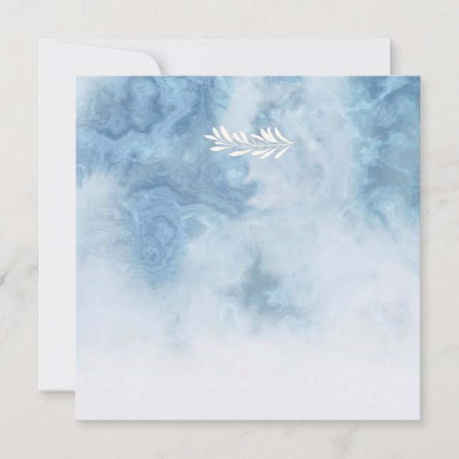 Convite Dusty Blue Winter Script Calliografia White Branch (Frente)