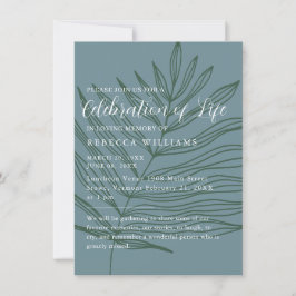 Convite Dusty Blueish Celebração Mínima da Vida