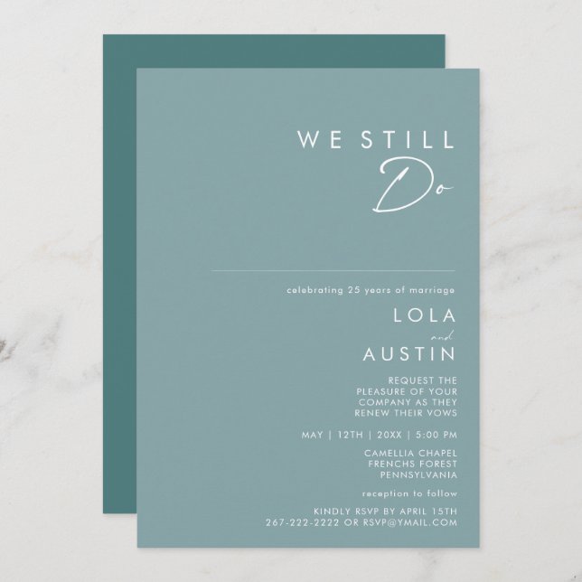 Convite Dusty Boho | Azul e Verde Ainda Fazemos Renovação  (Frente/Verso)