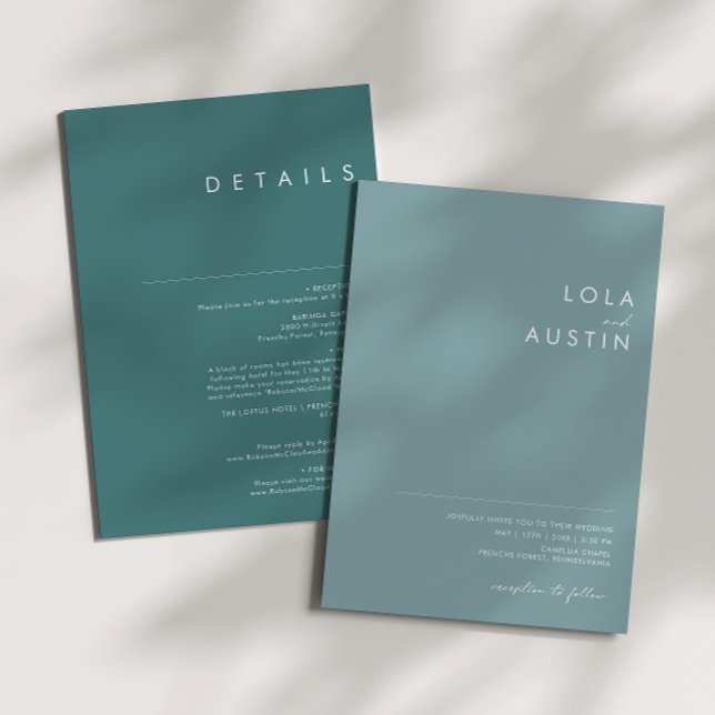 Convite Dusty Boho | Blue and Green Wedding Invitation (Criador carregado)