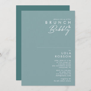 Convite Dusty Boho Blue & Green Brunch e Chá de espuma