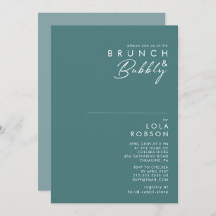 Convite Dusty Boho Green & Blue Brunch e Chá de espuma