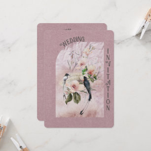 Convite Dusty Burgundy Magnolia Blossoms e Casamento de Av