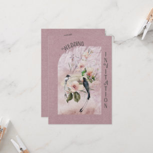 Convite Dusty Burgundy Magnolia Blossoms e Casamento de Av