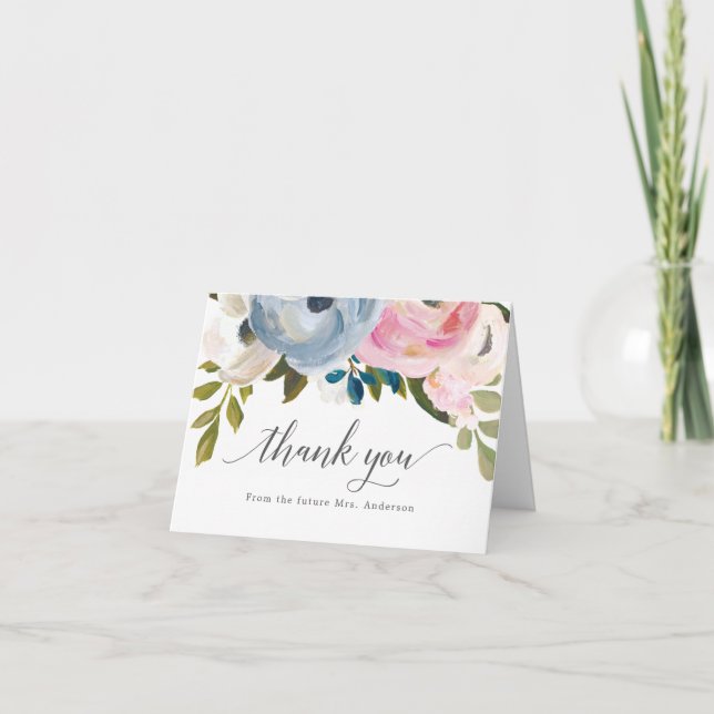 Convite Dusty Floral Thank You Cards (Frente)