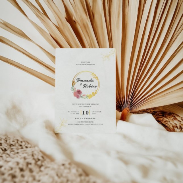 Convite Dusty Flower Pink e Dourado Casamento (Criador carregado)