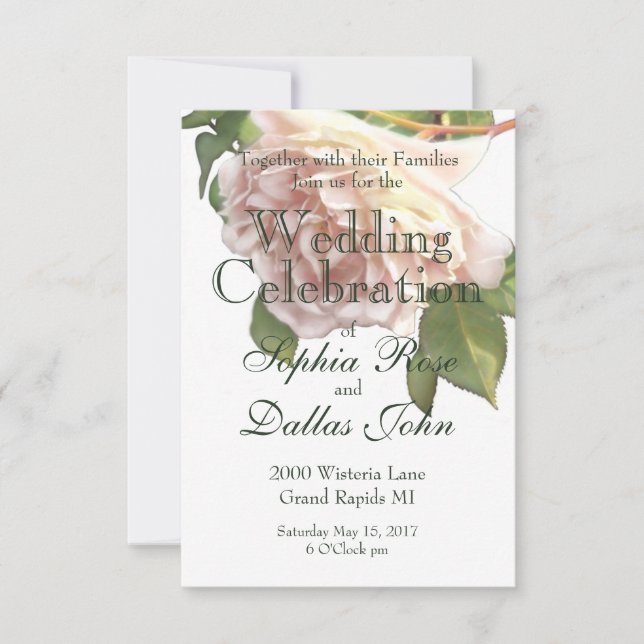 Convite Dusty Ivory Rosa (Frente)