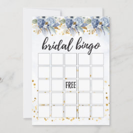 Convite Dusty Marinho Blue Peony Bridal Bingo