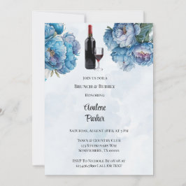 Convite Dusty Marinho Paint Peony Brunch e Bubble