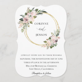 Convite Dusty Mauve Botânica Dourada Hoop Wedding