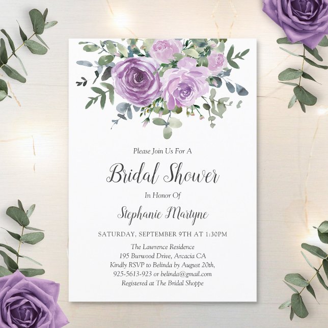 Convite Dusty Mauve Eucalyptus Botanical Bridal Shower (Criador carregado)