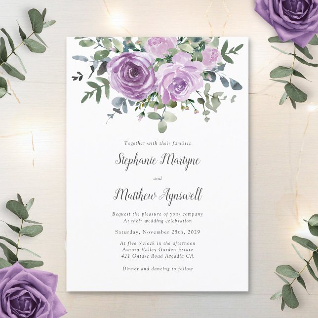Convite Dusty Mauve Eucalyptus Botanical Wedding (Criador carregado)