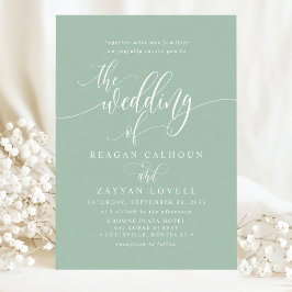 Convite Dusty Mint Simple Script Weding