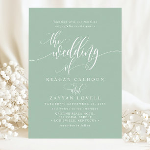 Convite Dusty Mint Simple Script Weding