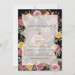 Convite Dusty Pastel Black/Pink Roses