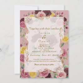 Convite Dusty Pastel Burgundy/Pink Roses