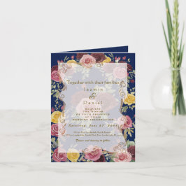 Convite Dusty Pastel Burgundy/Pink Roses Blue