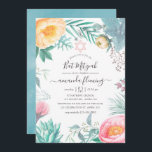 Convite Dusty Pastel Tropical Floral Summer Bat Mitzvah<br><div class="desc">Convite de morcego de praia de verão com folhagem tropical e tipografia elegante.</div>