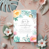 Dusty Pastel Tropical Floral Summer Sip and See