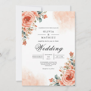 Convite Dusty Peach Flourish Weding