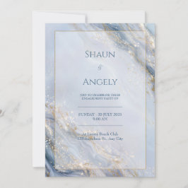 Convite Dusty Periwinkle Gold Foil Marble Wedding