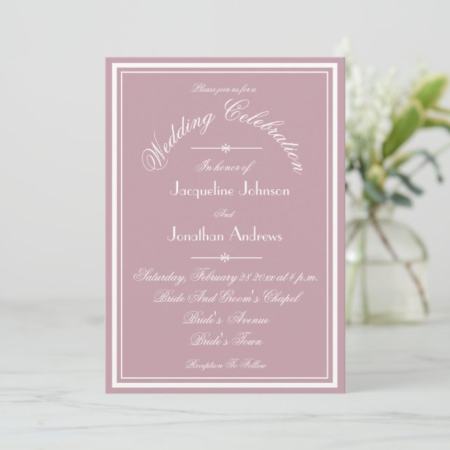 Convite Dusty Pink All In One RSVP Website Email Wedding (Em pé/Frente)