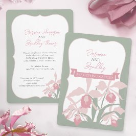 Convite Dusty pink Cattleya orchid wedding modern floral