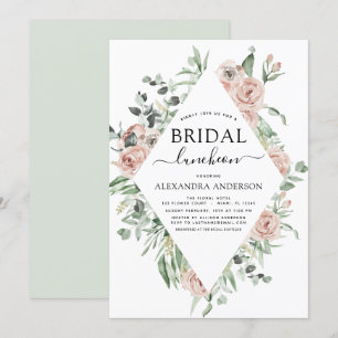 Convite  Dusty Pink Chá de panela Luncheon Greenery Invit