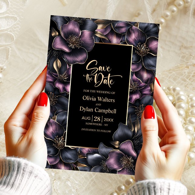 Convite Dusty Pink e Cinza Casamento Floral Salvem a Data (Criador carregado)