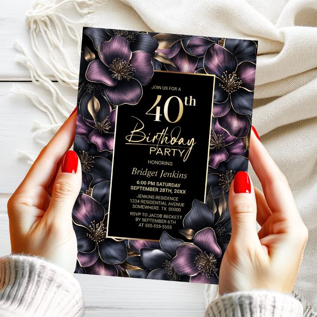 Convite Dusty Pink e Cinza Floral (Criador carregado)