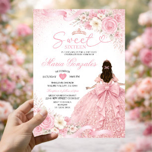 Convite Dusty Pink Floral Charra Princesa Sweet Sixteen