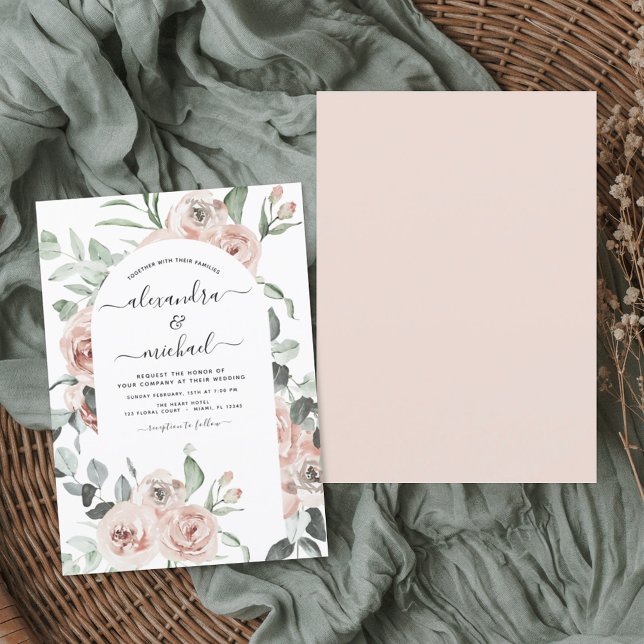 Convite Dusty Pink Floral Eucalyptus Greenery Casamento In (Criador carregado)