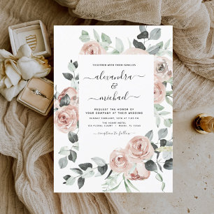 Convite Dusty Pink Floral Eucalyptus Greenery Casamento In