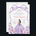 Convite Dusty Purple Arco Princesa Silver Quinceañera<br><div class="desc">EDITABLE Dusty Púrpura Arco Rosa Princesa Silver Crown Quinceañera Convite Princesa Púrpura Rosa Elegante Princesa Floral Rosa Elegante Dresses Quinceañera Garota de Aniversário Convide Coroa Prateada Mis Quince Anos Festa de aniversário</div>