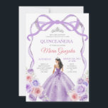 Convite Dusty Purple Arco Princesa Silver Quinceañera<br><div class="desc">EDITABLE Dusty Púrpura Arco Rosa Princesa Silver Crown Quinceañera Convite Princesa Púrpura Rosa Elegante Princesa Floral Rosa Elegante Dresses Quinceañera Garota de Aniversário Convide Coroa Prateada Mis Quince Anos Festa de aniversário</div>