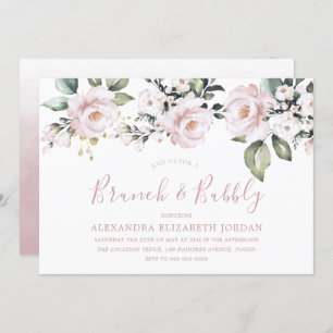 Convite Dusty Rosa Blush Brunch e Chá de panela de espuma