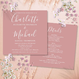 Convite Dusty Rosa Elegant Script Tudo Em Um Casamento