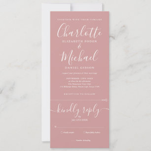 Convite Dusty Rosa Elegant Script Tudo Em Um Casamento