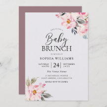 Dusty Rosa Floral Blush Chá de fraldas Rosa Brunch