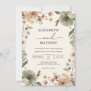 Convite Dusty Rosa Floral Watercolor Casamento