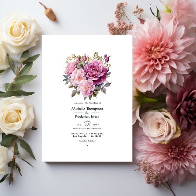 Convite Dusty Rosa Floral Wedding (Criador carregado)