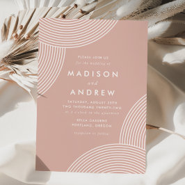 Convite Dusty Rosa Geométrico Swirl Wedding