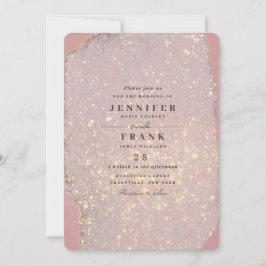 Convite Dusty Rosa Glam Dourado Brilhante Elegante Rosa Mo