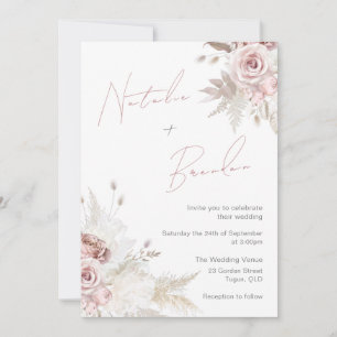 Convite Dusty Rosa & Ivory Modern Script Floral Casamento