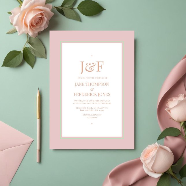 Convite Dusty Rosa, Mint Green e Blush Wedding (Dusty Rose, Mint Green, and Blush Wedding Invitation)