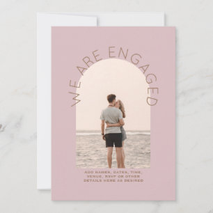 Convite  Dusty Rosa Photo Wedding Noivado Modern