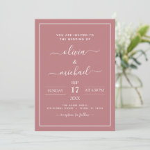 Dusty Rosa Pink Weding Modern Typografia Convitati